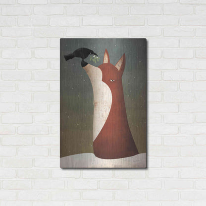 Luxe Metal Art 'Fox And Mistletoe' by Ryan Fowler, Metal Wall Art,24x36