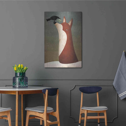 Luxe Metal Art 'Fox And Mistletoe' by Ryan Fowler, Metal Wall Art,24x36