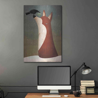 Luxe Metal Art 'Fox And Mistletoe' by Ryan Fowler, Metal Wall Art,24x36