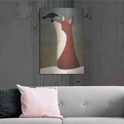 Luxe Metal Art 'Fox And Mistletoe' by Ryan Fowler, Metal Wall Art,24x36