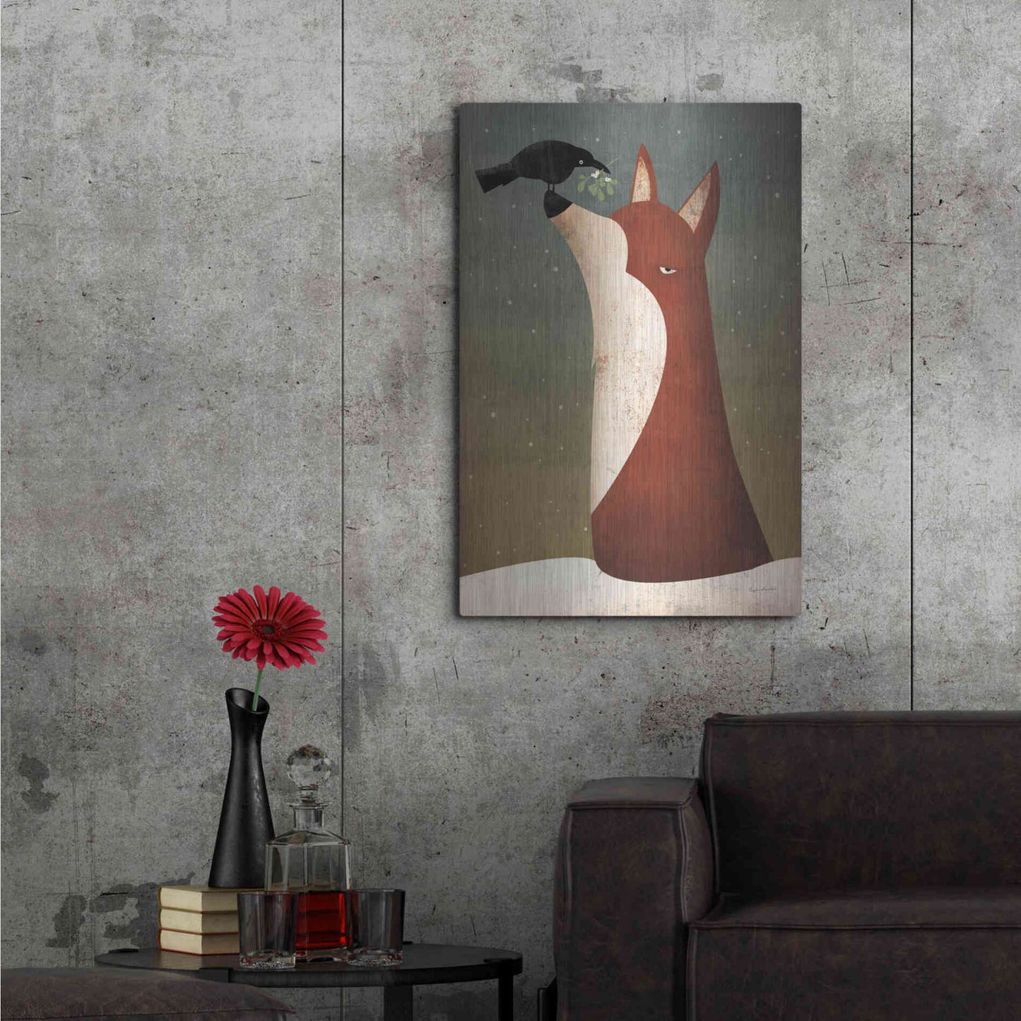 Luxe Metal Art 'Fox And Mistletoe' by Ryan Fowler, Metal Wall Art,24x36