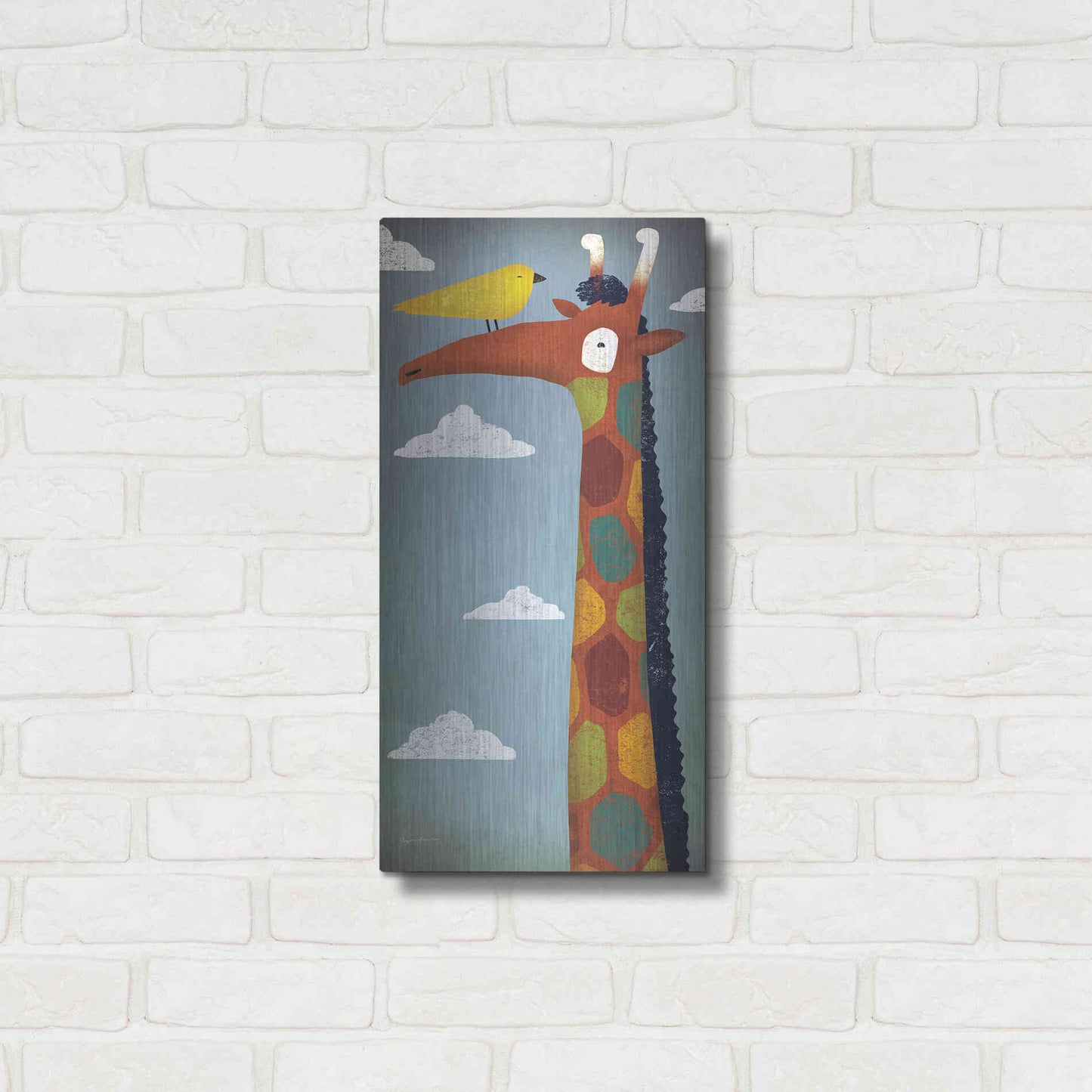 Luxe Metal Art 'Giraffe' by Ryan Fowler, Metal Wall Art,12x24