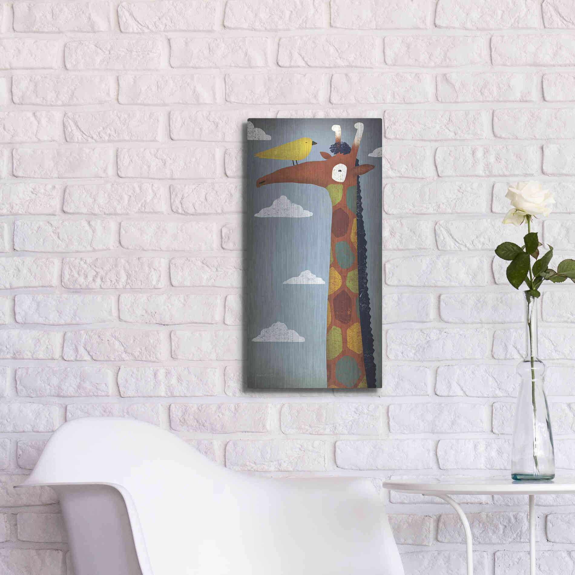 Luxe Metal Art 'Giraffe' by Ryan Fowler, Metal Wall Art,12x24