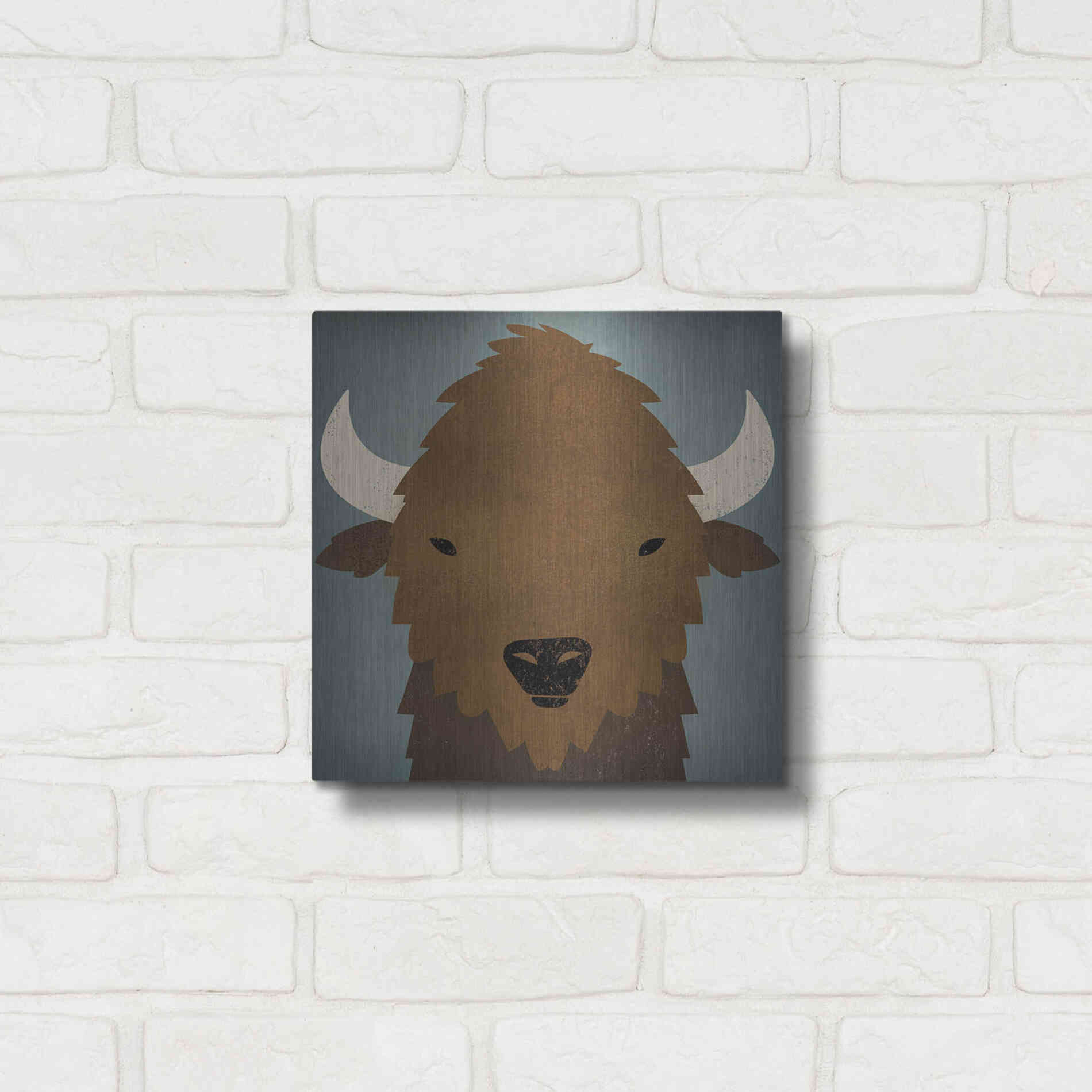 Luxe Metal Art 'Buffalo II' by Ryan Fowler, Metal Wall Art,12x12
