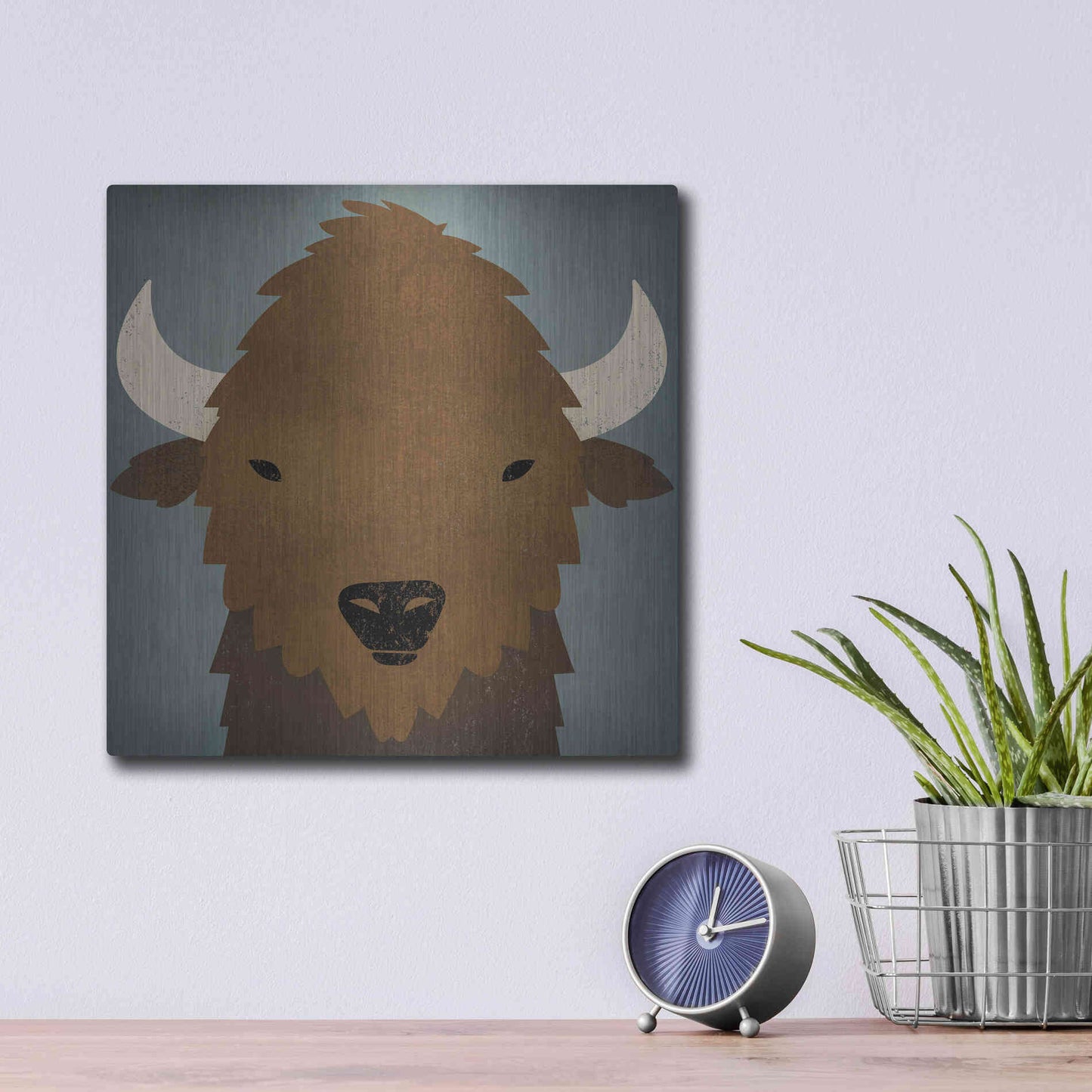 Luxe Metal Art 'Buffalo II' by Ryan Fowler, Metal Wall Art,12x12