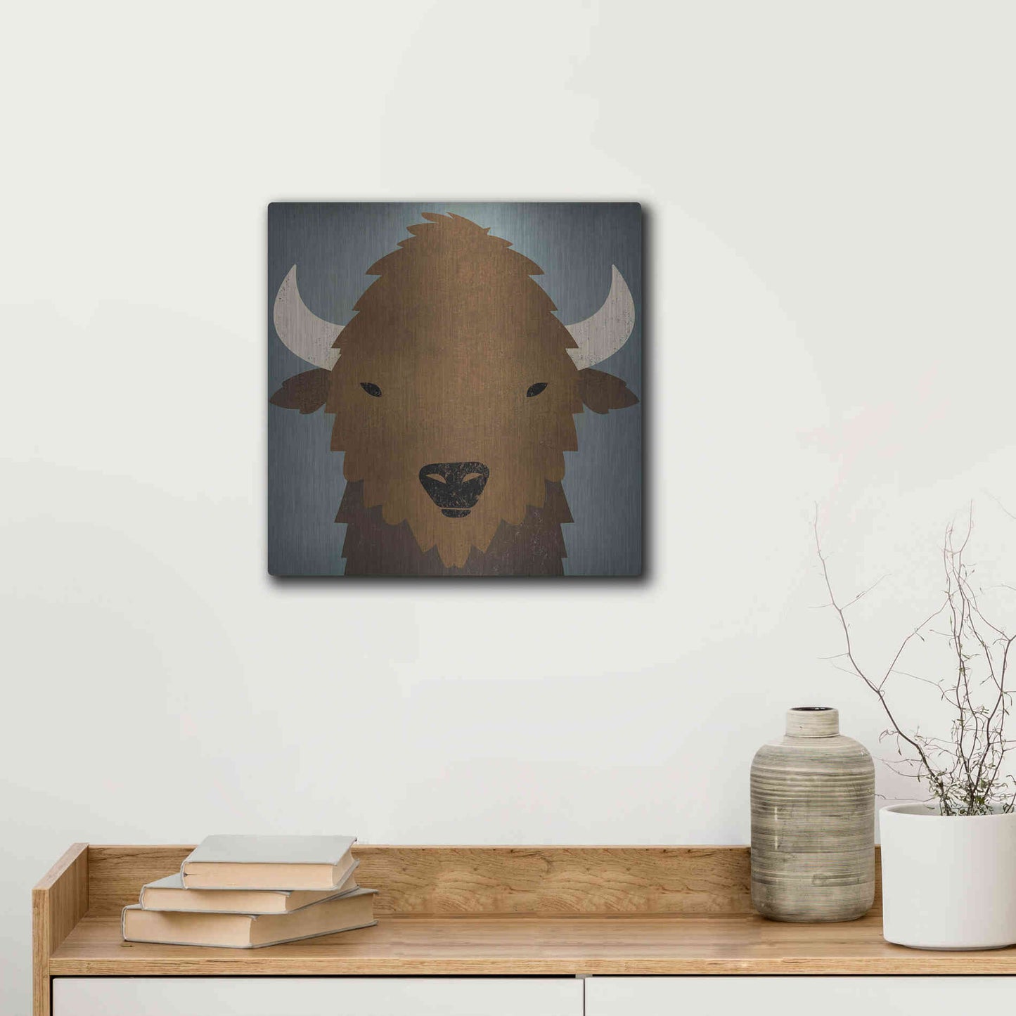 Luxe Metal Art 'Buffalo II' by Ryan Fowler, Metal Wall Art,12x12