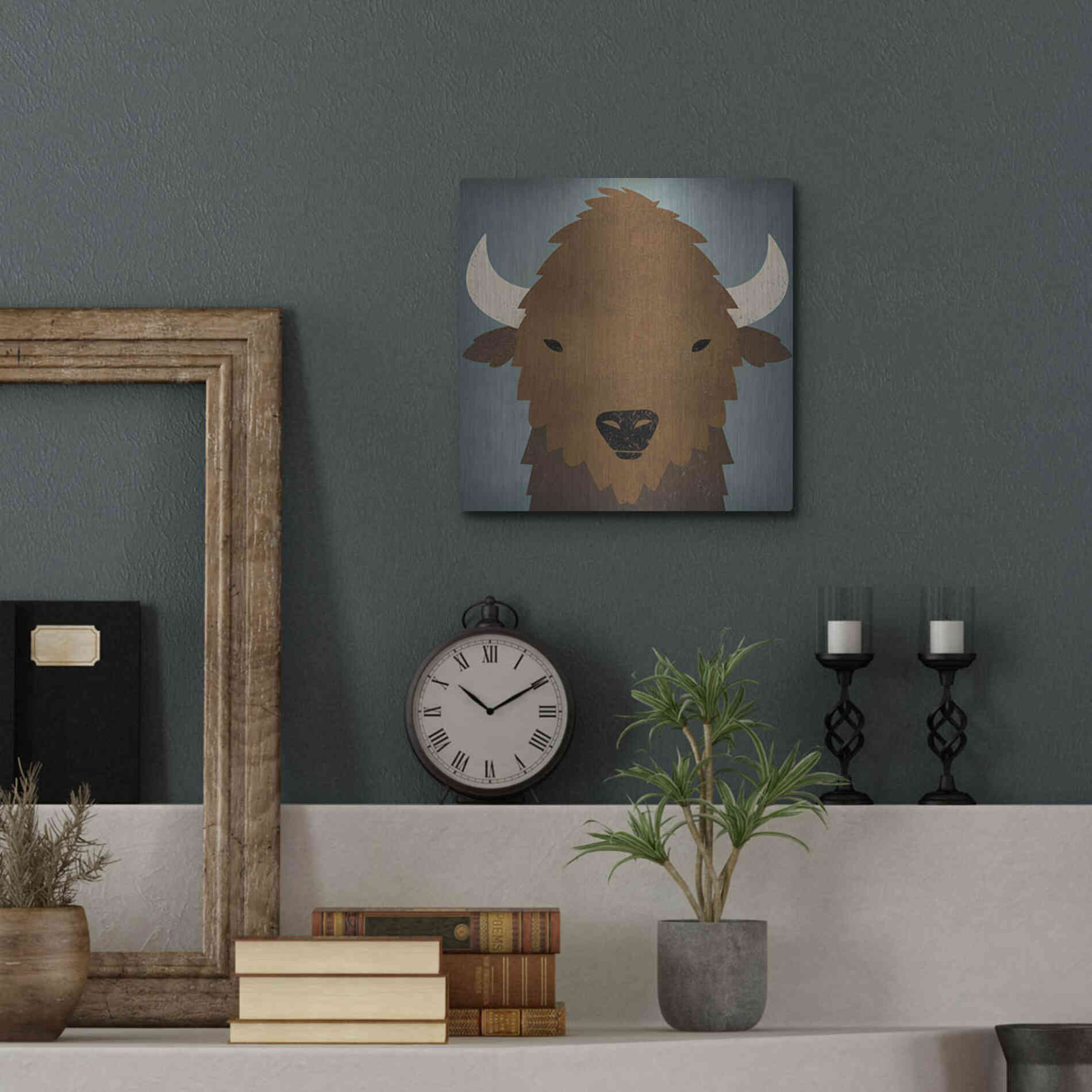 Luxe Metal Art 'Buffalo II' by Ryan Fowler, Metal Wall Art,12x12