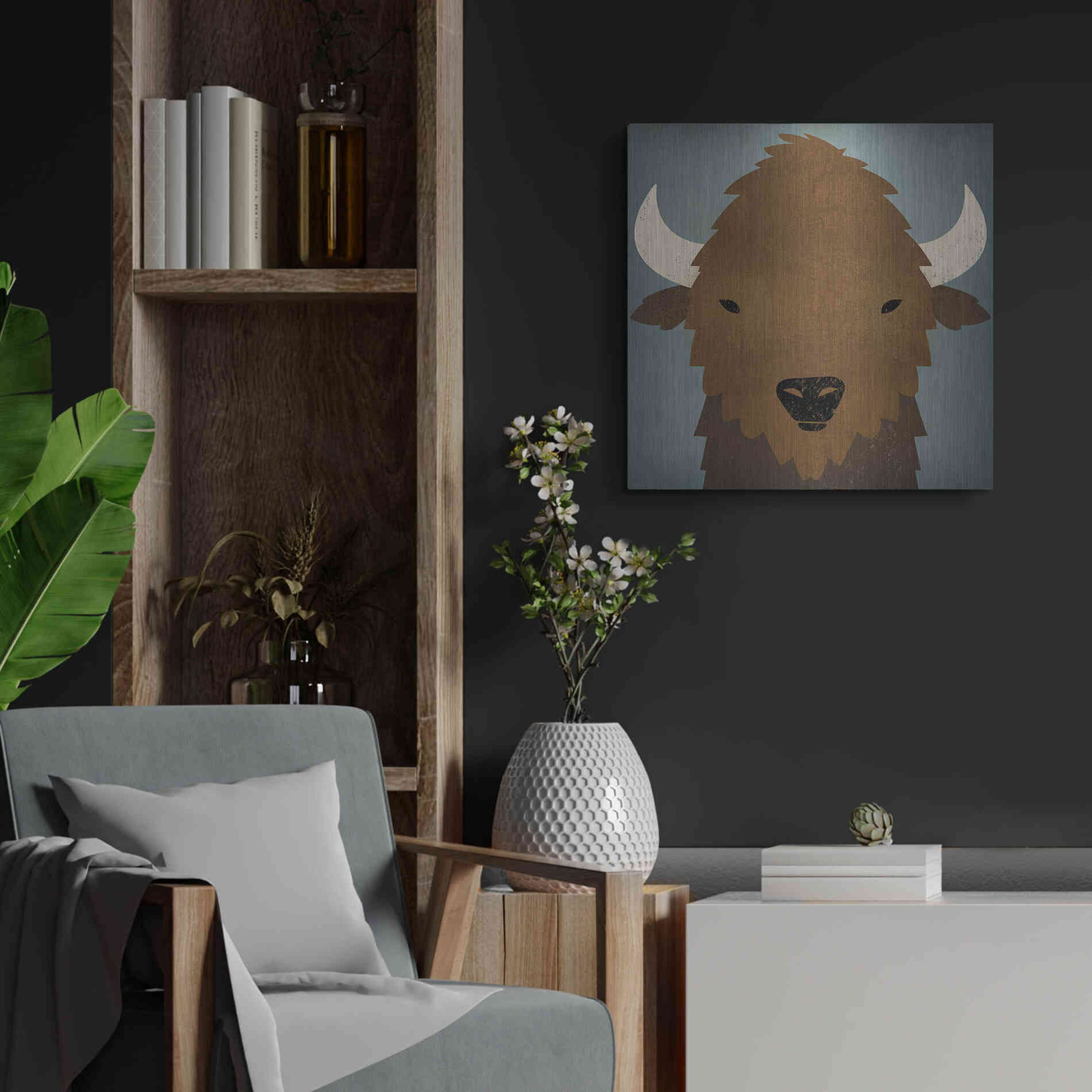 Luxe Metal Art 'Buffalo II' by Ryan Fowler, Metal Wall Art,24x24