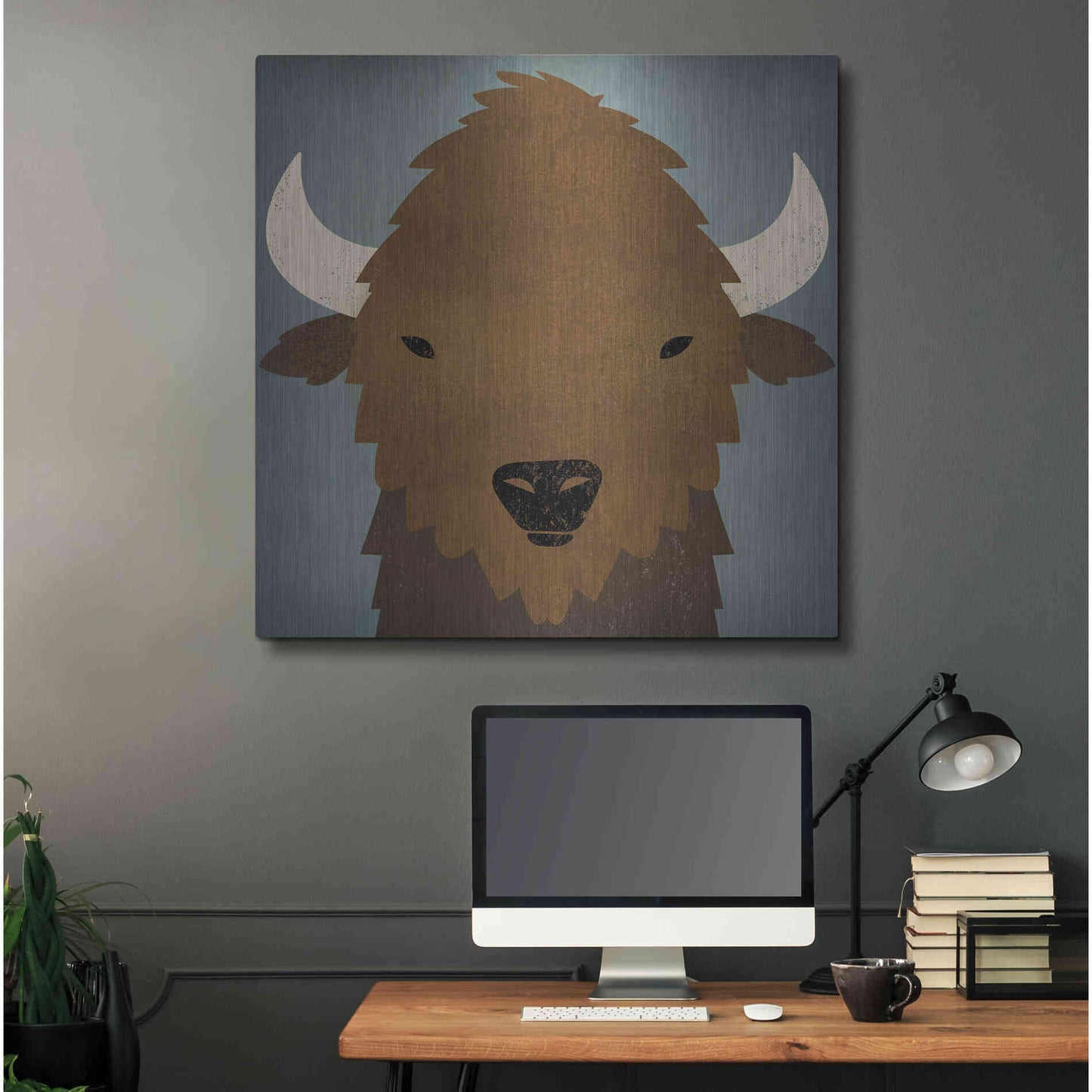 Luxe Metal Art 'Buffalo II' by Ryan Fowler, Metal Wall Art,36x36