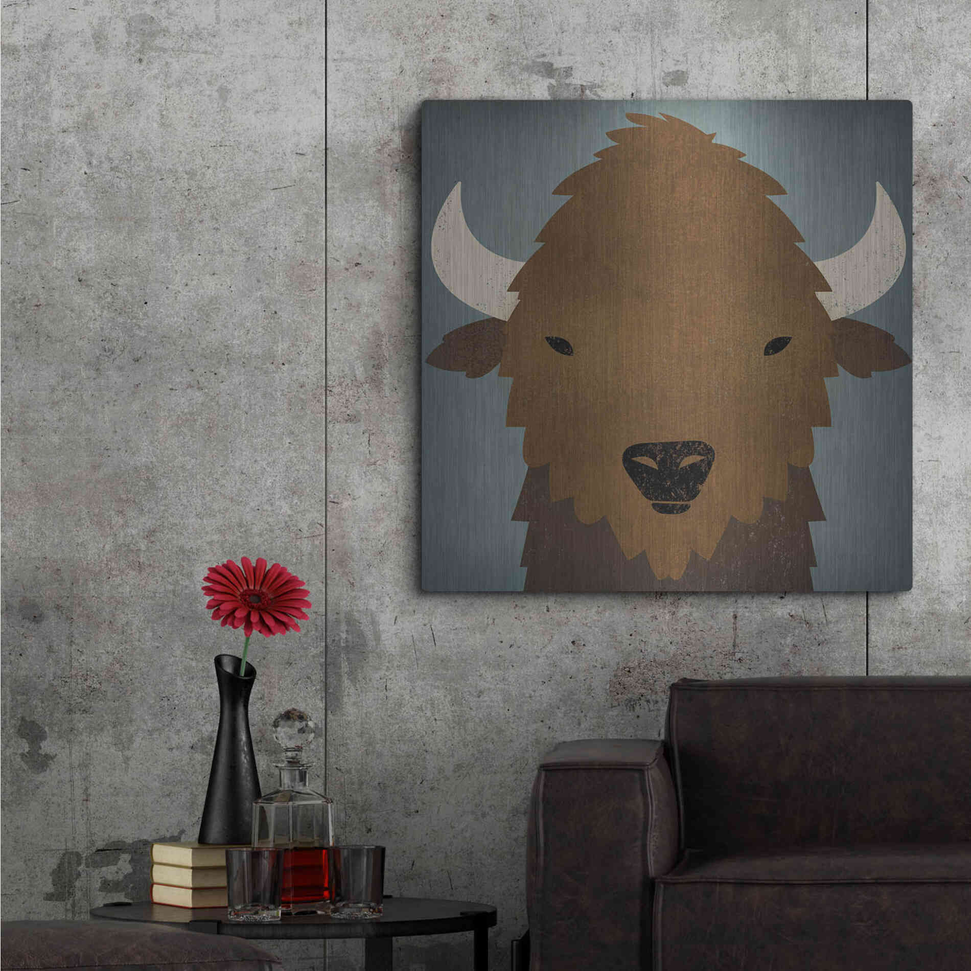 Luxe Metal Art 'Buffalo II' by Ryan Fowler, Metal Wall Art,36x36