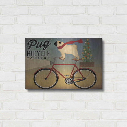 Luxe Metal Art 'Pug On A Bike Christmas Crop' by Ryan Fowler, Metal Wall Art,24x16