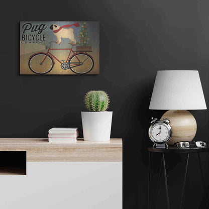 Luxe Metal Art 'Pug On A Bike Christmas Crop' by Ryan Fowler, Metal Wall Art,24x16