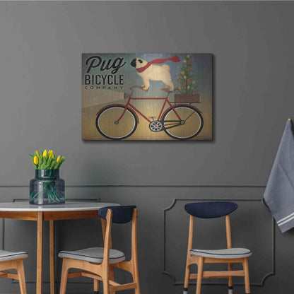 Luxe Metal Art 'Pug On A Bike Christmas Crop' by Ryan Fowler, Metal Wall Art,36x24