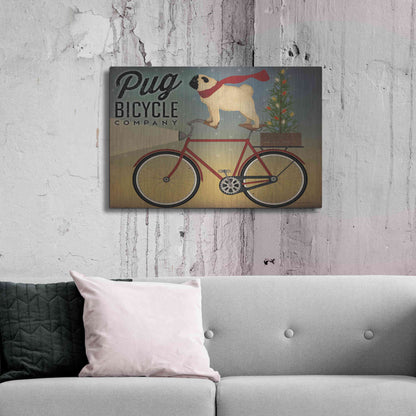 Luxe Metal Art 'Pug On A Bike Christmas Crop' by Ryan Fowler, Metal Wall Art,36x24