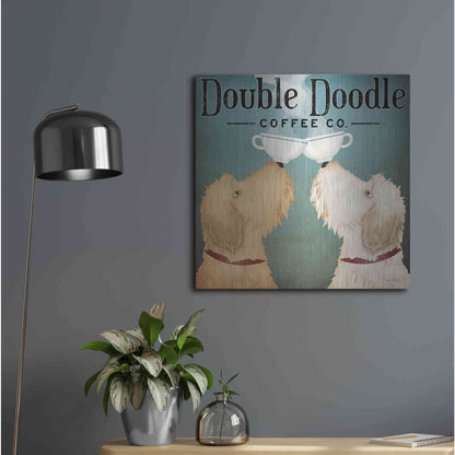 Luxe Metal Art 'Doodle Coffee Double III' by Ryan Fowler, Metal Wall Art,24x24