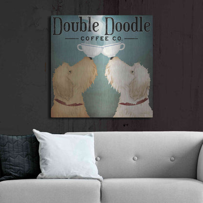 Luxe Metal Art 'Doodle Coffee Double III' by Ryan Fowler, Metal Wall Art,36x36