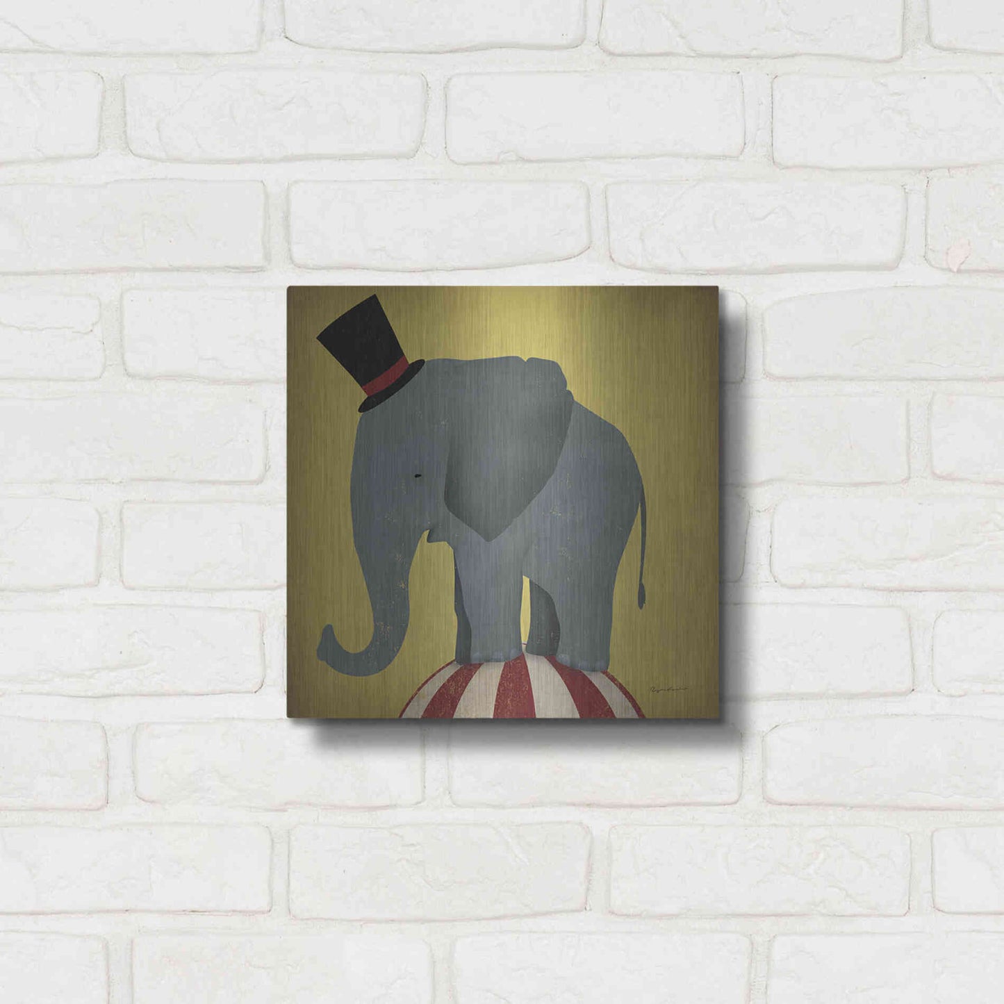 Luxe Metal Art 'Circus Elephant' by Ryan Fowler, Metal Wall Art,12x12