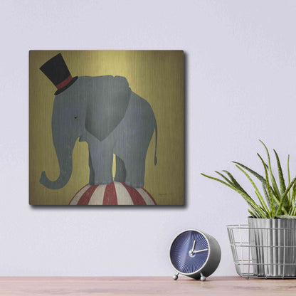Luxe Metal Art 'Circus Elephant' by Ryan Fowler, Metal Wall Art,12x12