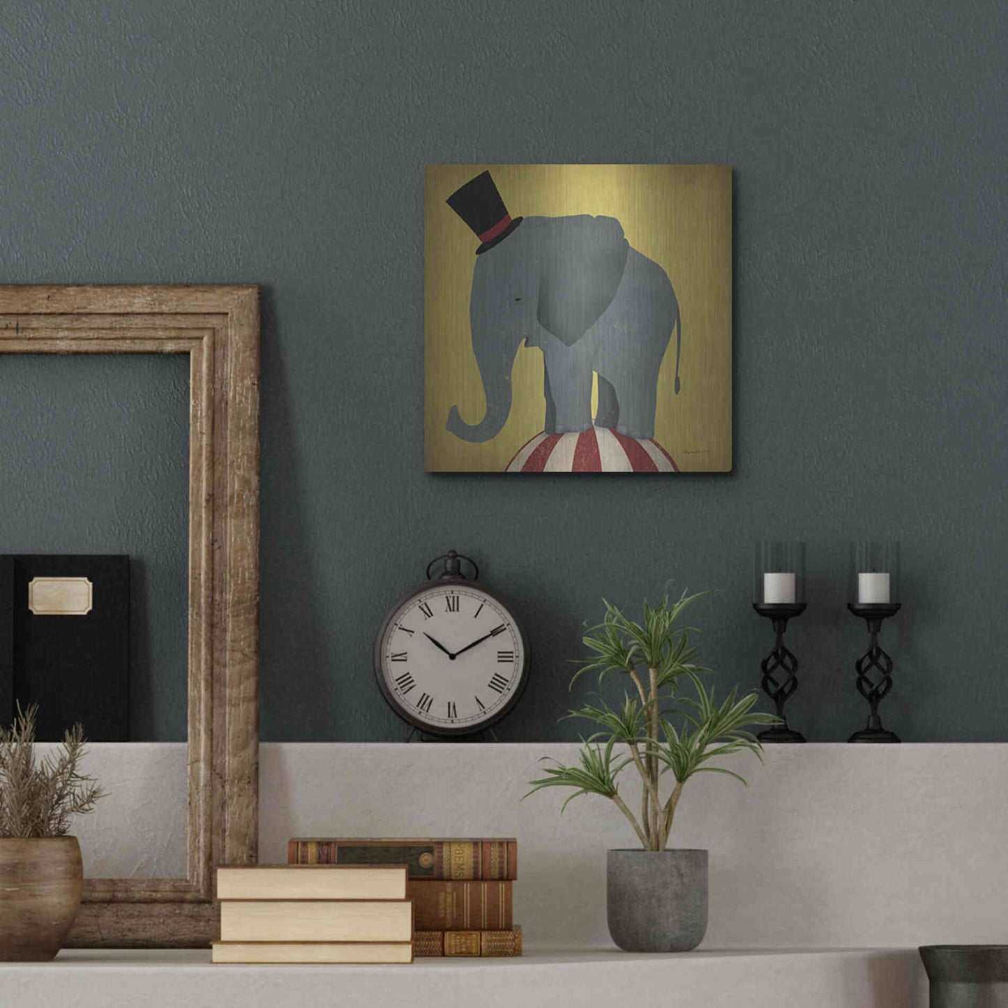 Luxe Metal Art 'Circus Elephant' by Ryan Fowler, Metal Wall Art,12x12