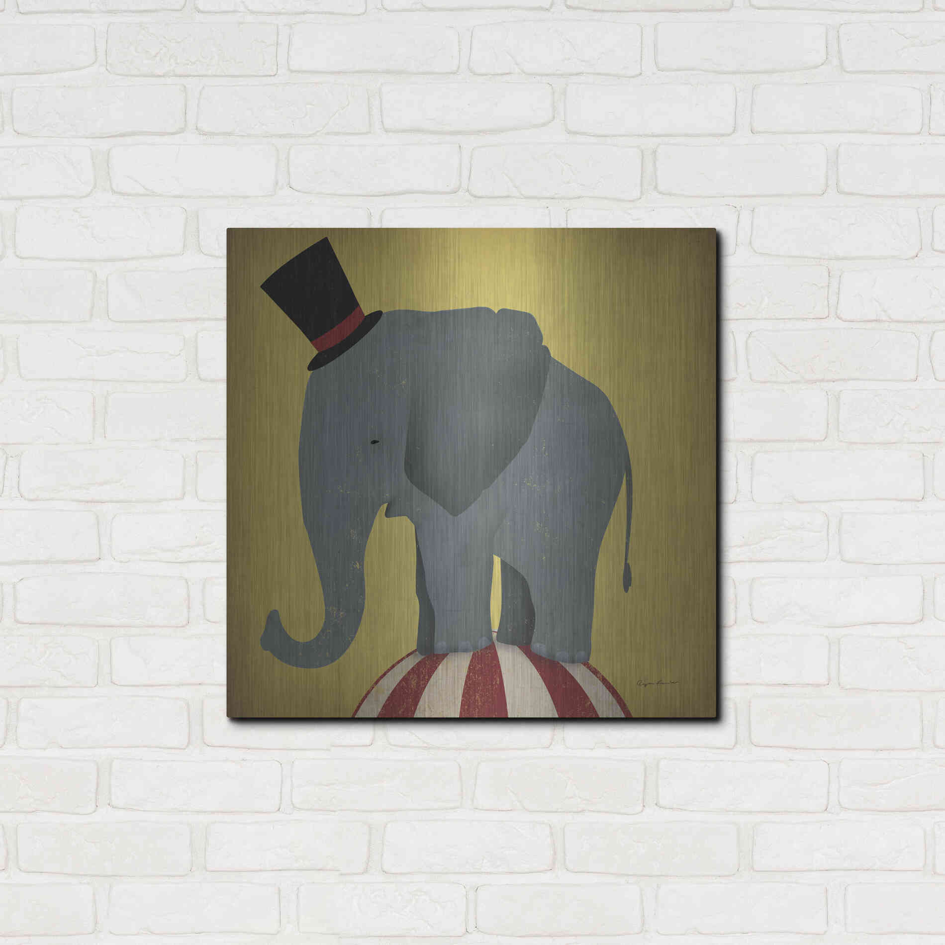 Luxe Metal Art 'Circus Elephant' by Ryan Fowler, Metal Wall Art,24x24