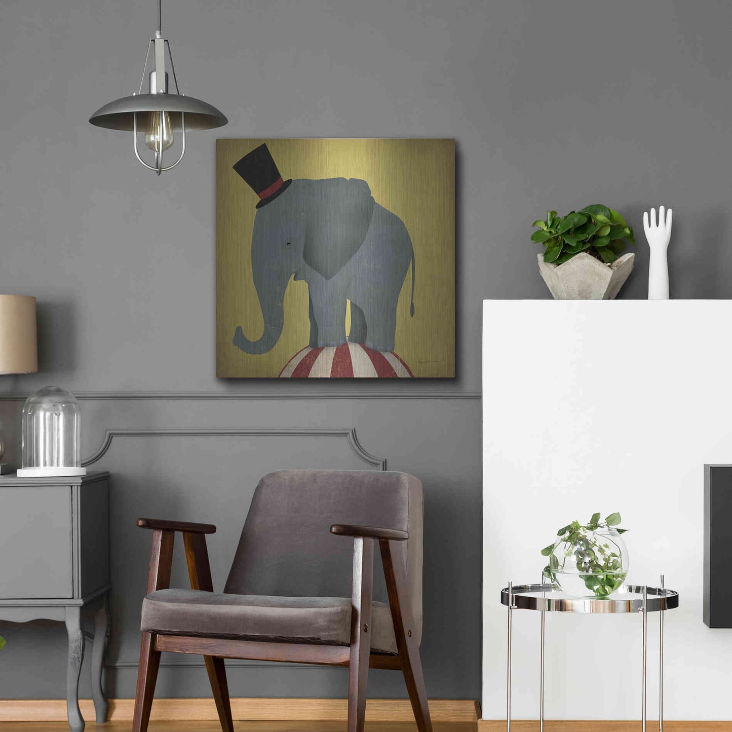 Luxe Metal Art 'Circus Elephant' by Ryan Fowler, Metal Wall Art,24x24