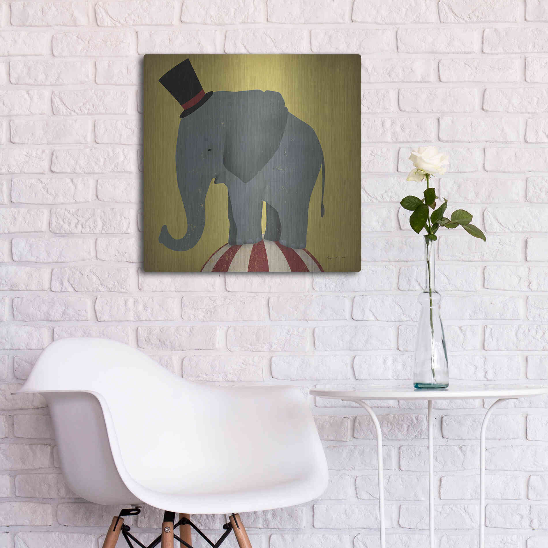 Luxe Metal Art 'Circus Elephant' by Ryan Fowler, Metal Wall Art,24x24