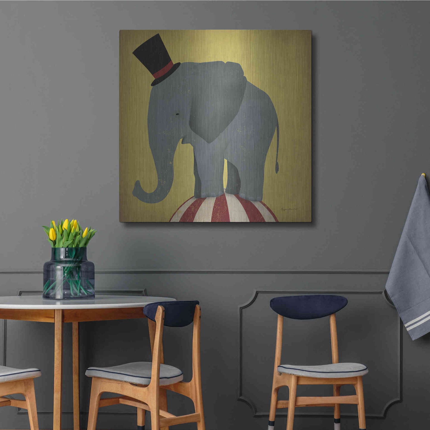 Luxe Metal Art 'Circus Elephant' by Ryan Fowler, Metal Wall Art,36x36
