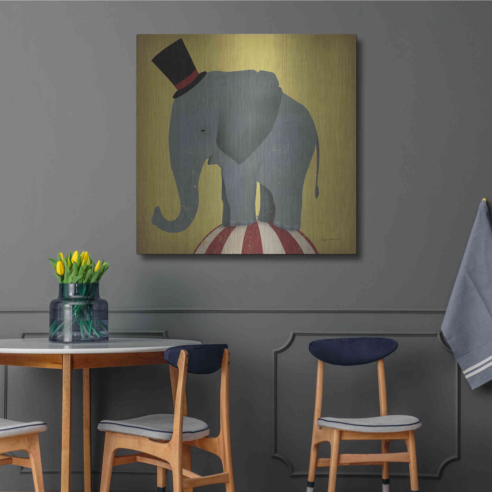 Luxe Metal Art 'Circus Elephant' by Ryan Fowler, Metal Wall Art,36x36