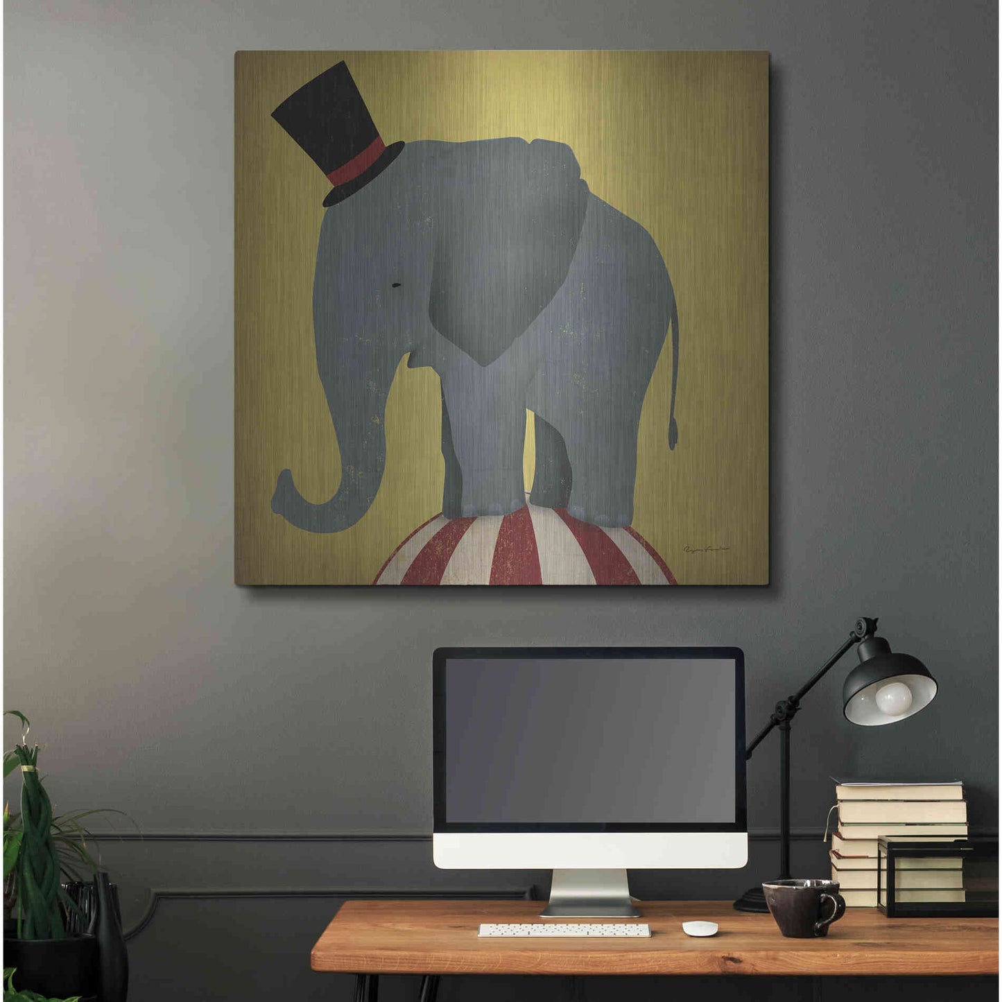 Luxe Metal Art 'Circus Elephant' by Ryan Fowler, Metal Wall Art,36x36