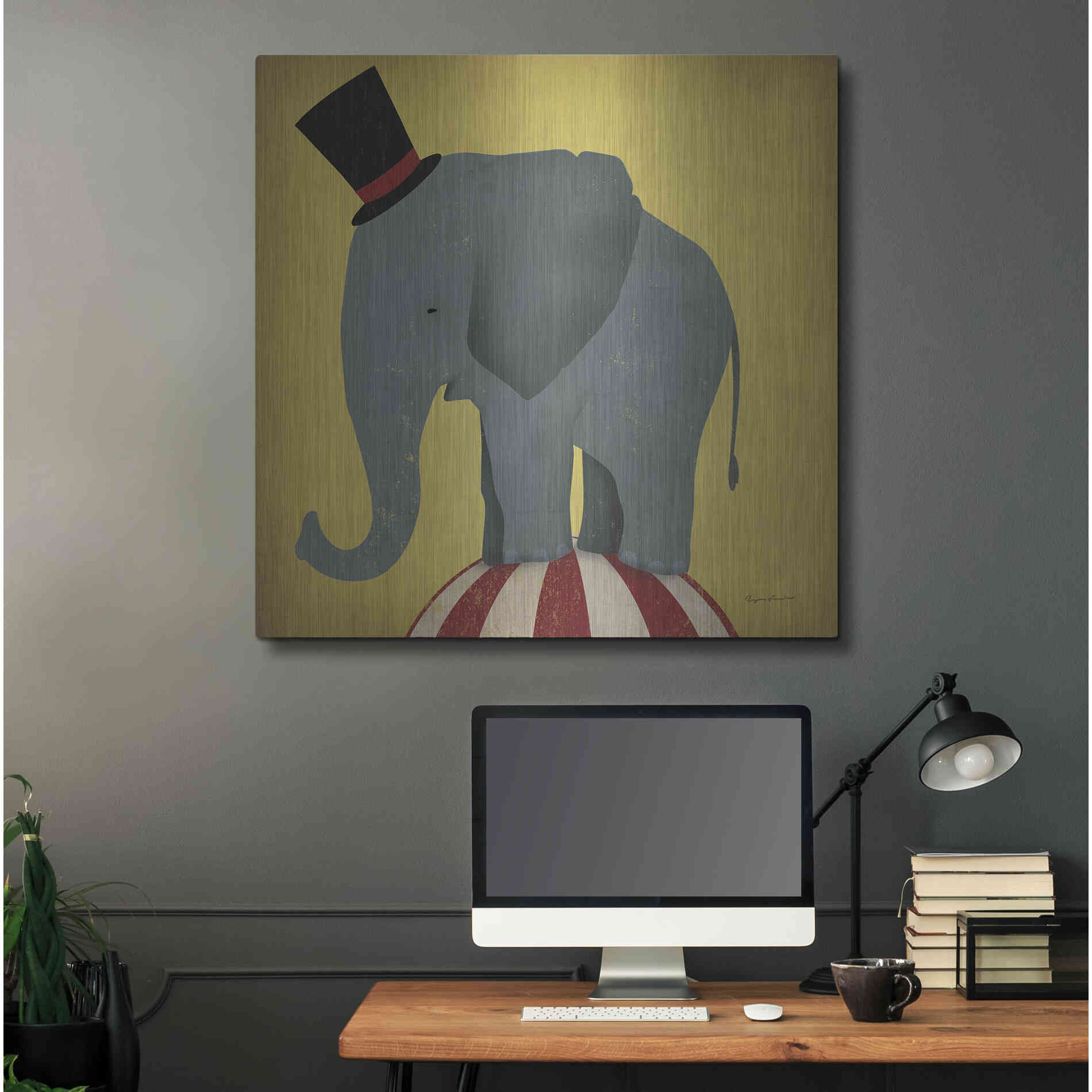 Luxe Metal Art 'Circus Elephant' by Ryan Fowler, Metal Wall Art,36x36