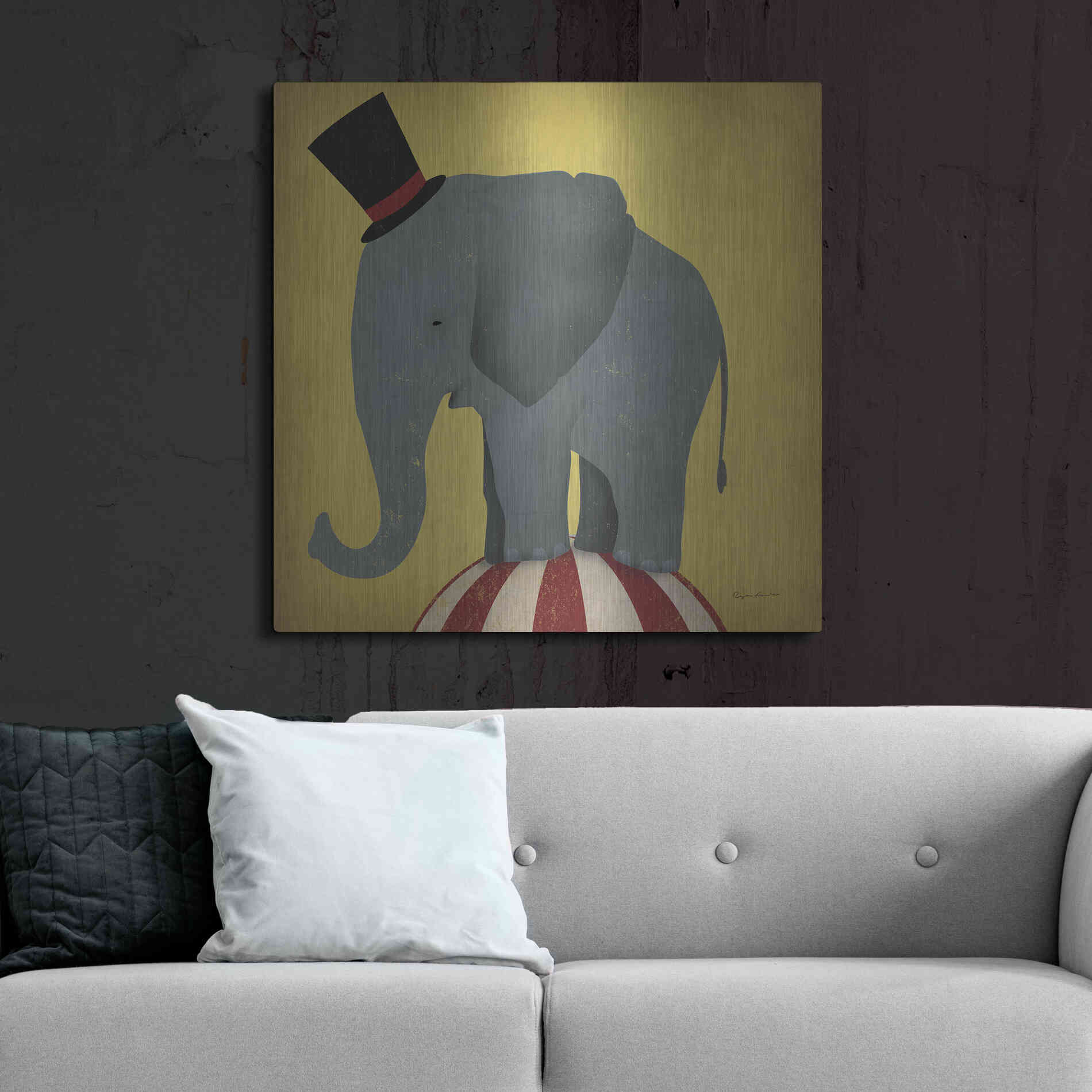 Luxe Metal Art 'Circus Elephant' by Ryan Fowler, Metal Wall Art,36x36