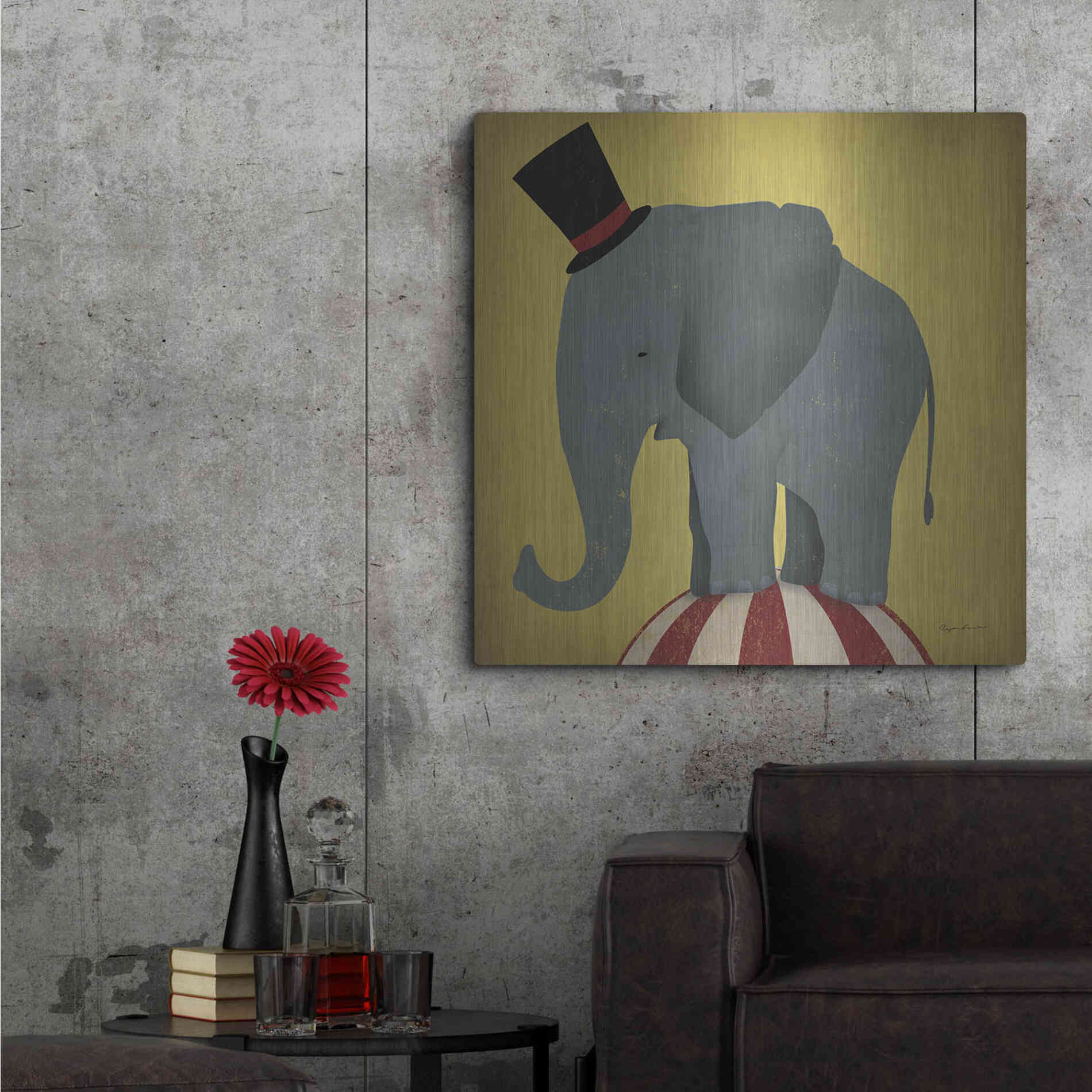 Luxe Metal Art 'Circus Elephant' by Ryan Fowler, Metal Wall Art,36x36