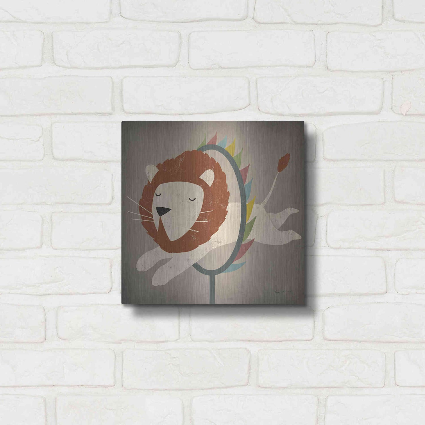 Luxe Metal Art 'Circus Lion' by Ryan Fowler, Metal Wall Art,12x12