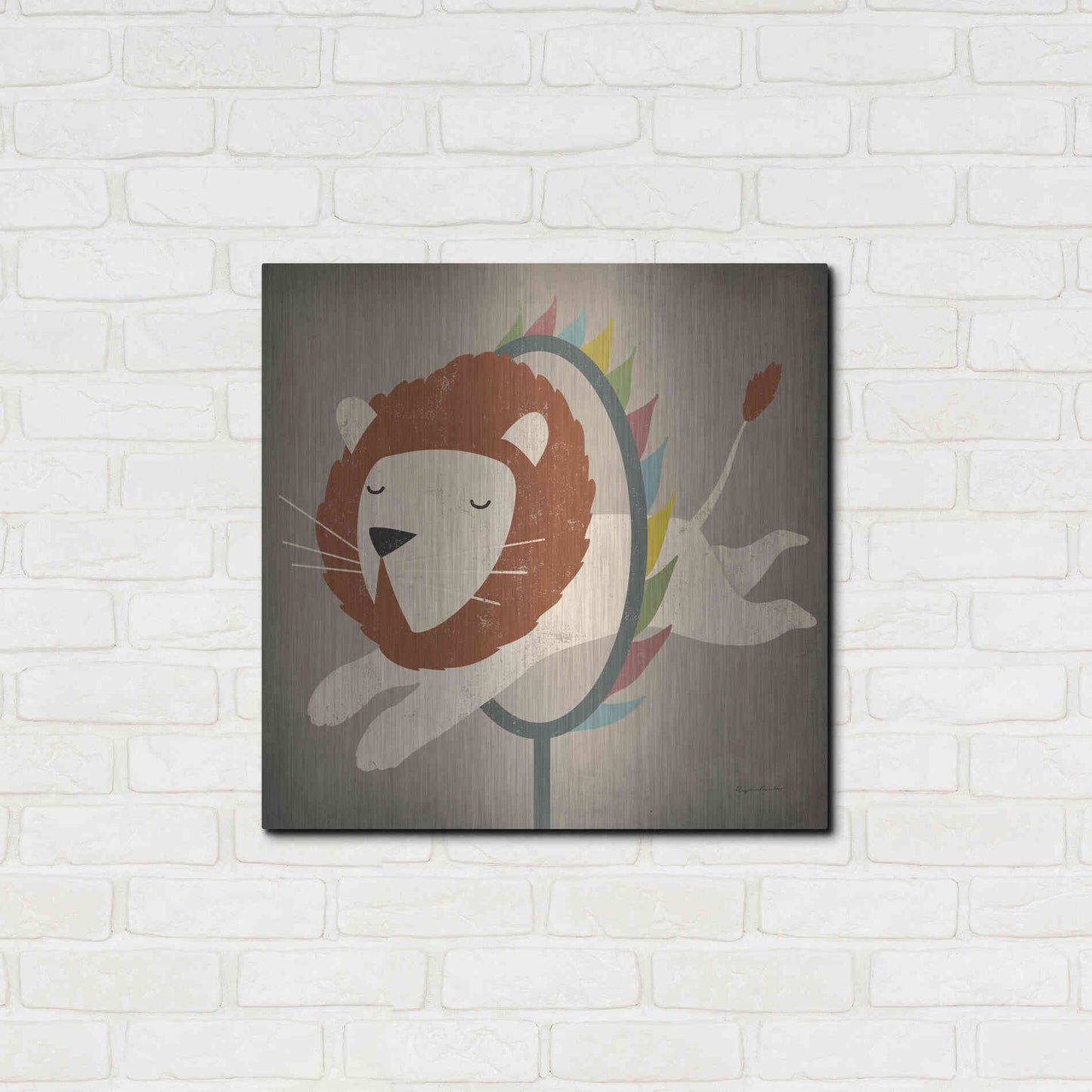 Luxe Metal Art 'Circus Lion' by Ryan Fowler, Metal Wall Art,24x24