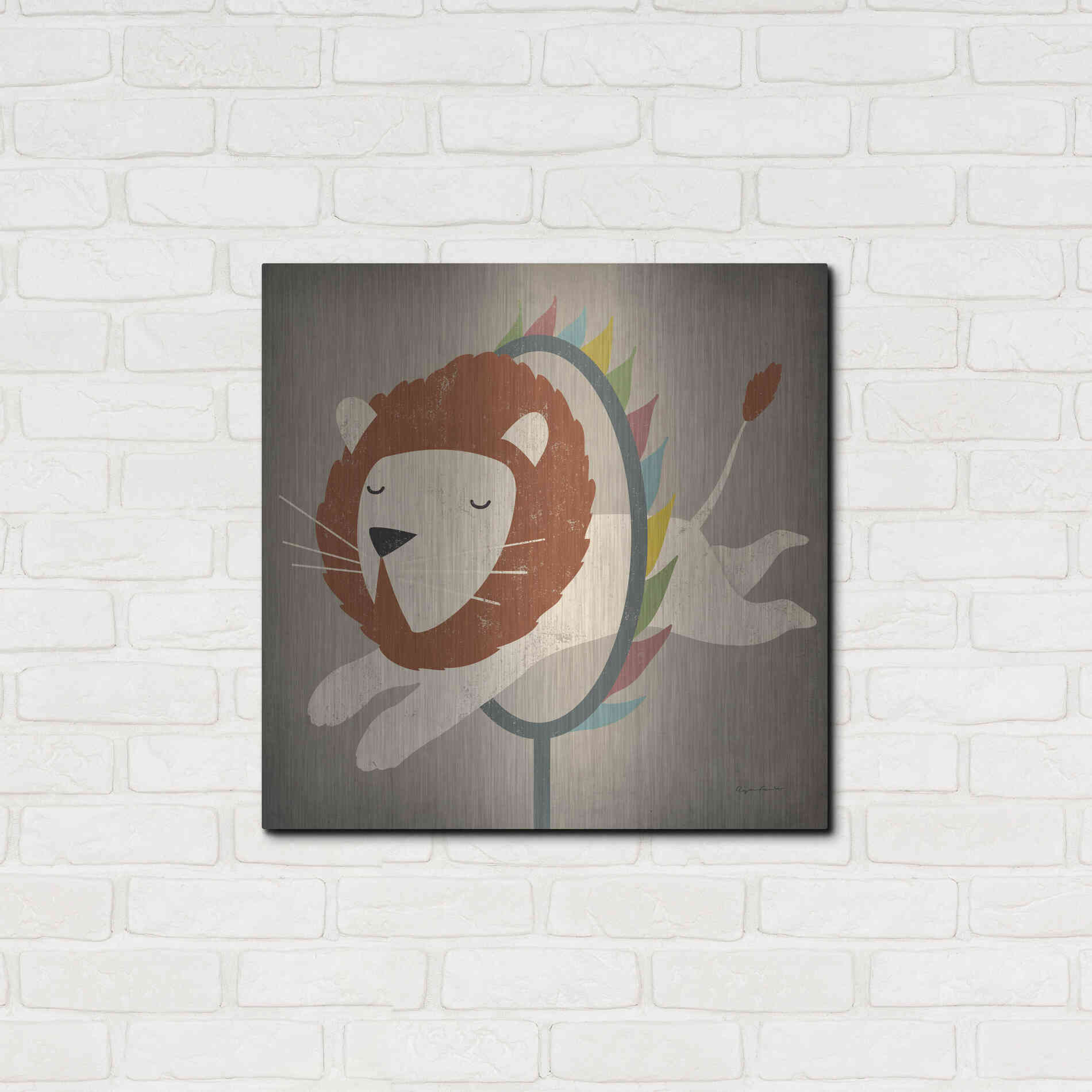 Luxe Metal Art 'Circus Lion' by Ryan Fowler, Metal Wall Art,24x24