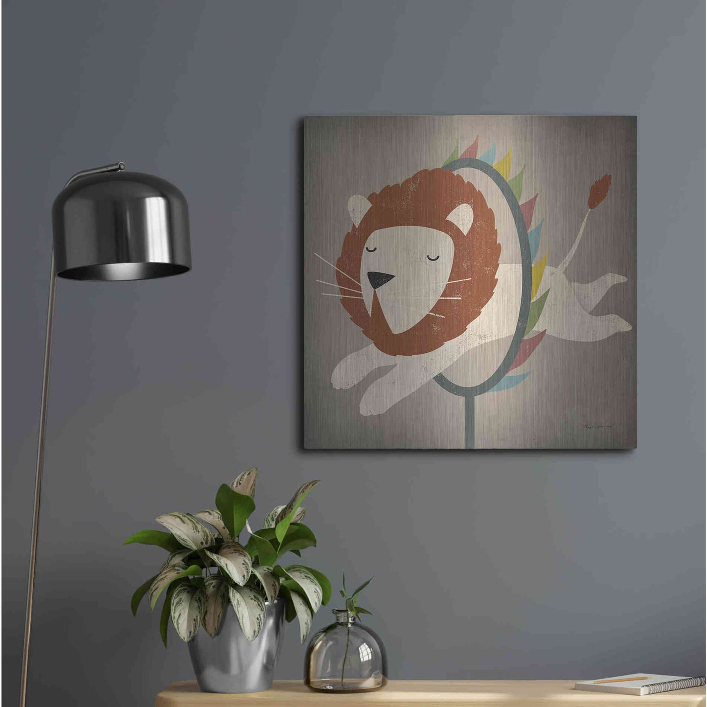 Luxe Metal Art 'Circus Lion' by Ryan Fowler, Metal Wall Art,24x24