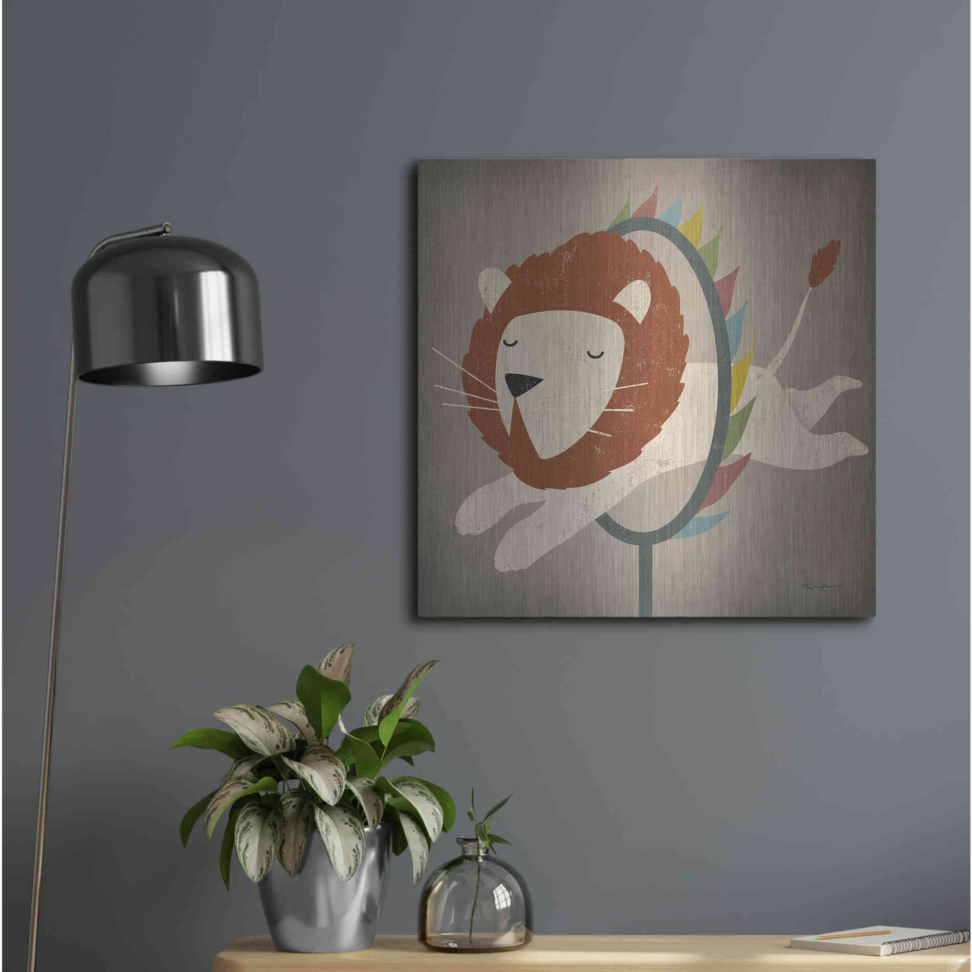 Luxe Metal Art 'Circus Lion' by Ryan Fowler, Metal Wall Art,24x24