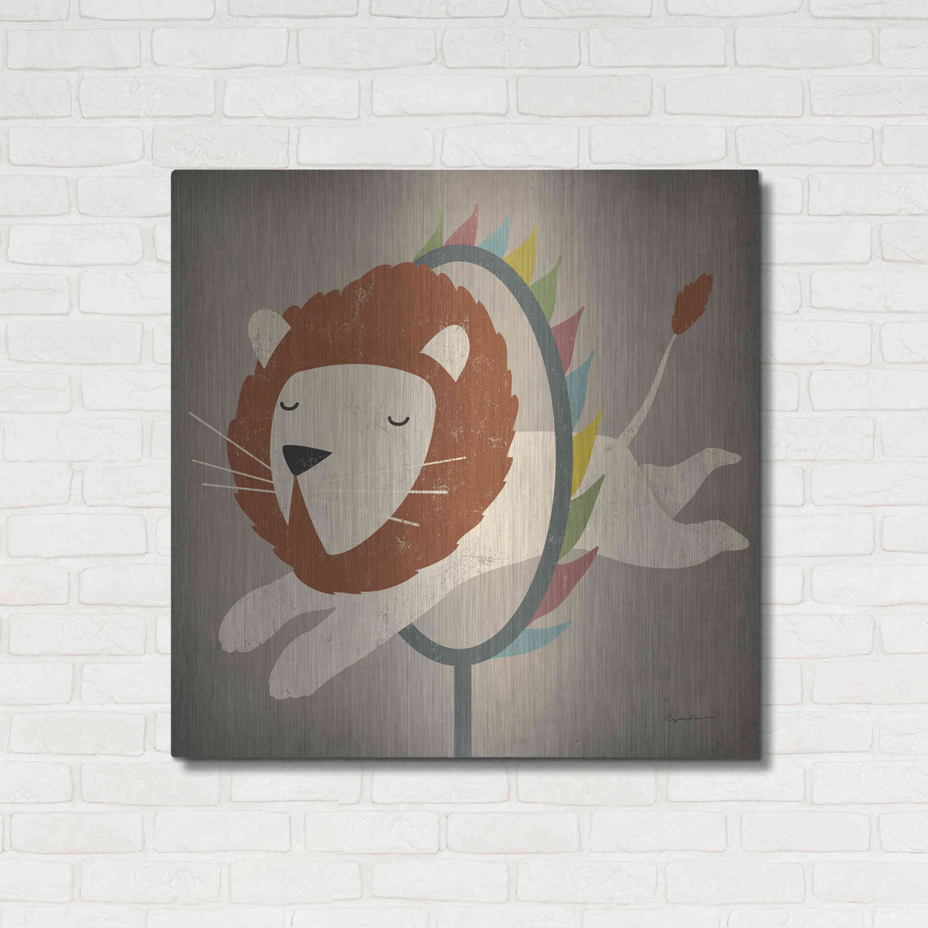 Luxe Metal Art 'Circus Lion' by Ryan Fowler, Metal Wall Art,36x36