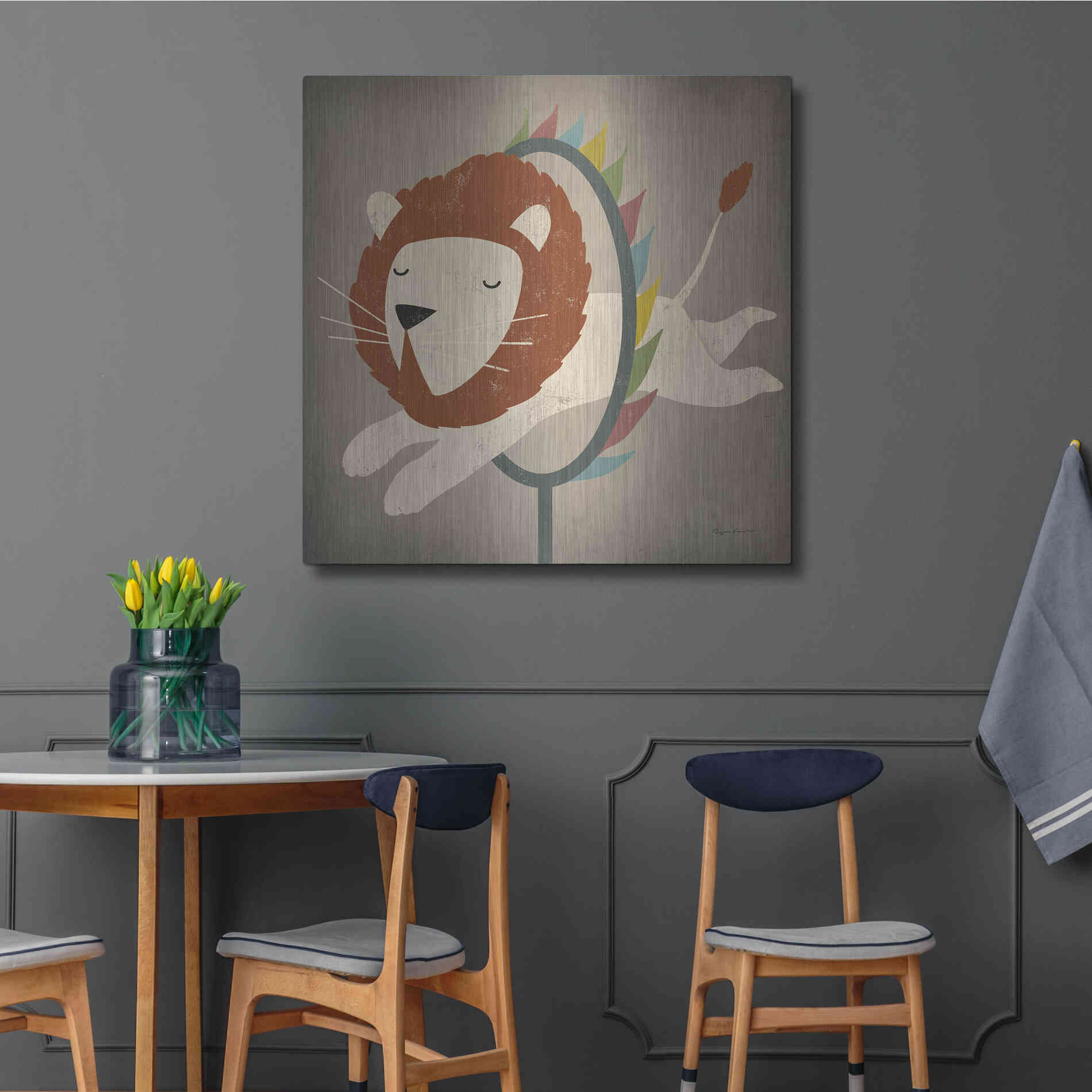 Luxe Metal Art 'Circus Lion' by Ryan Fowler, Metal Wall Art,36x36