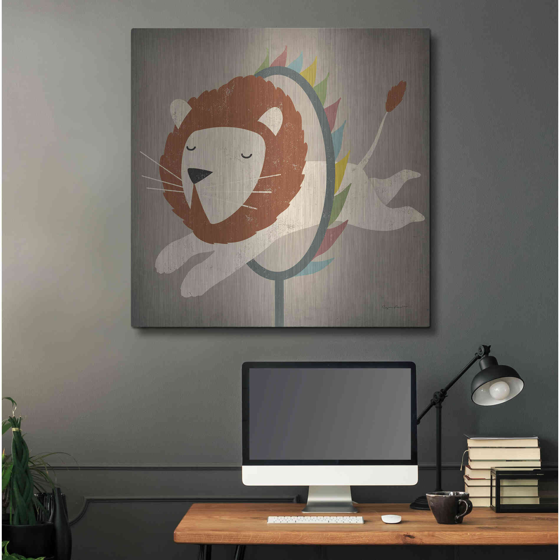Luxe Metal Art 'Circus Lion' by Ryan Fowler, Metal Wall Art,36x36