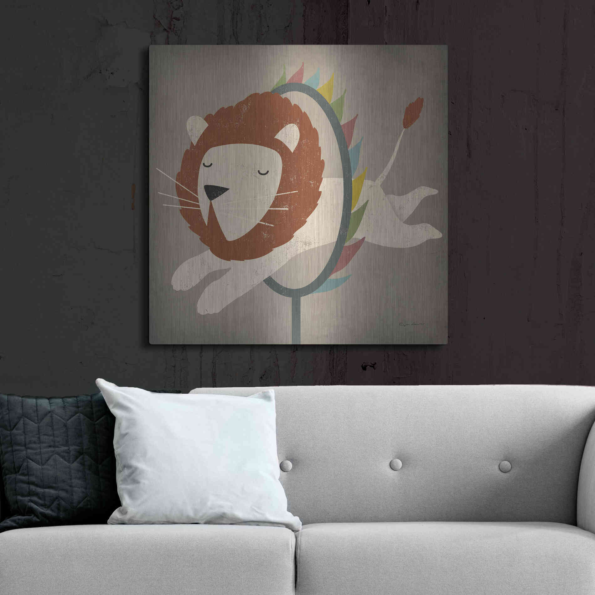 Luxe Metal Art 'Circus Lion' by Ryan Fowler, Metal Wall Art,36x36