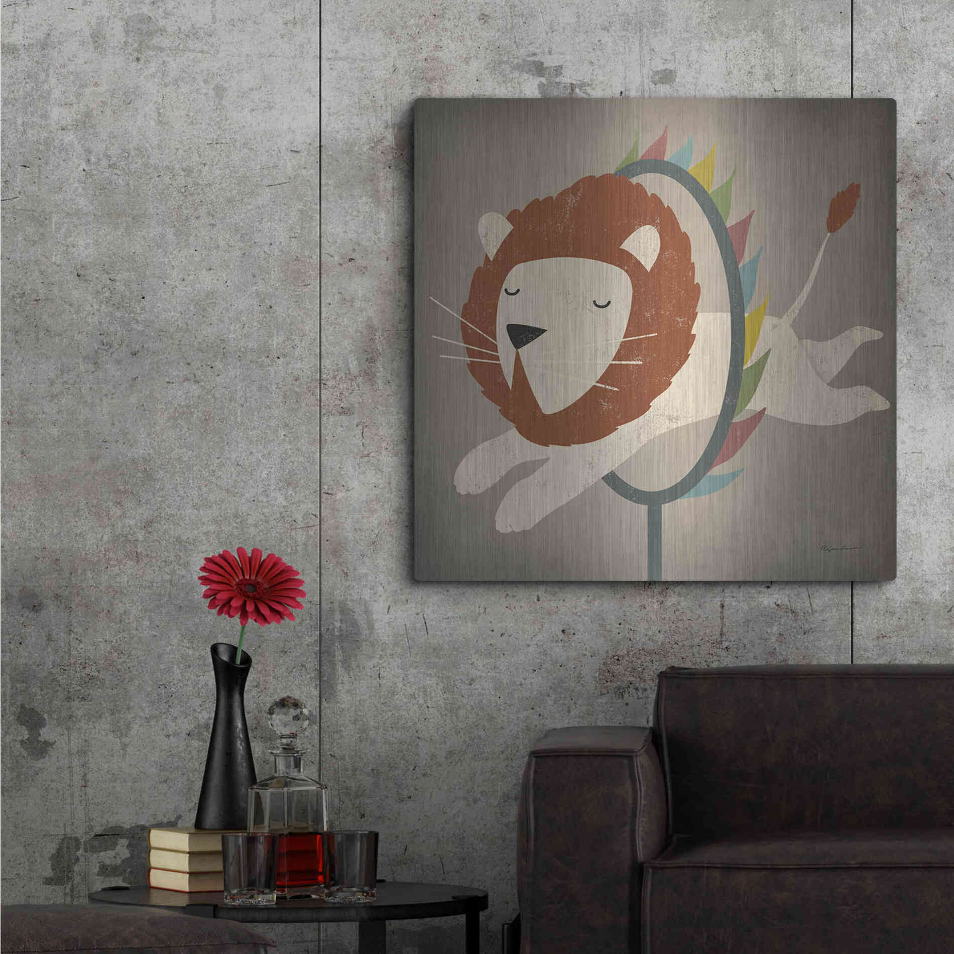 Luxe Metal Art 'Circus Lion' by Ryan Fowler, Metal Wall Art,36x36