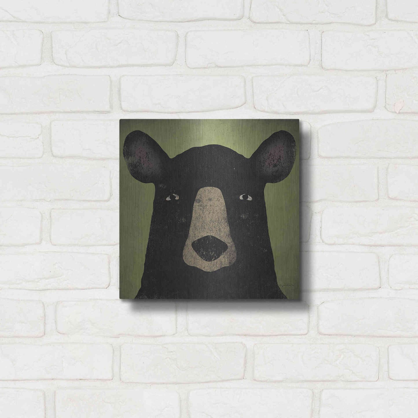 Luxe Metal Art 'The Black Bear' by Ryan Fowler, Metal Wall Art,12x12