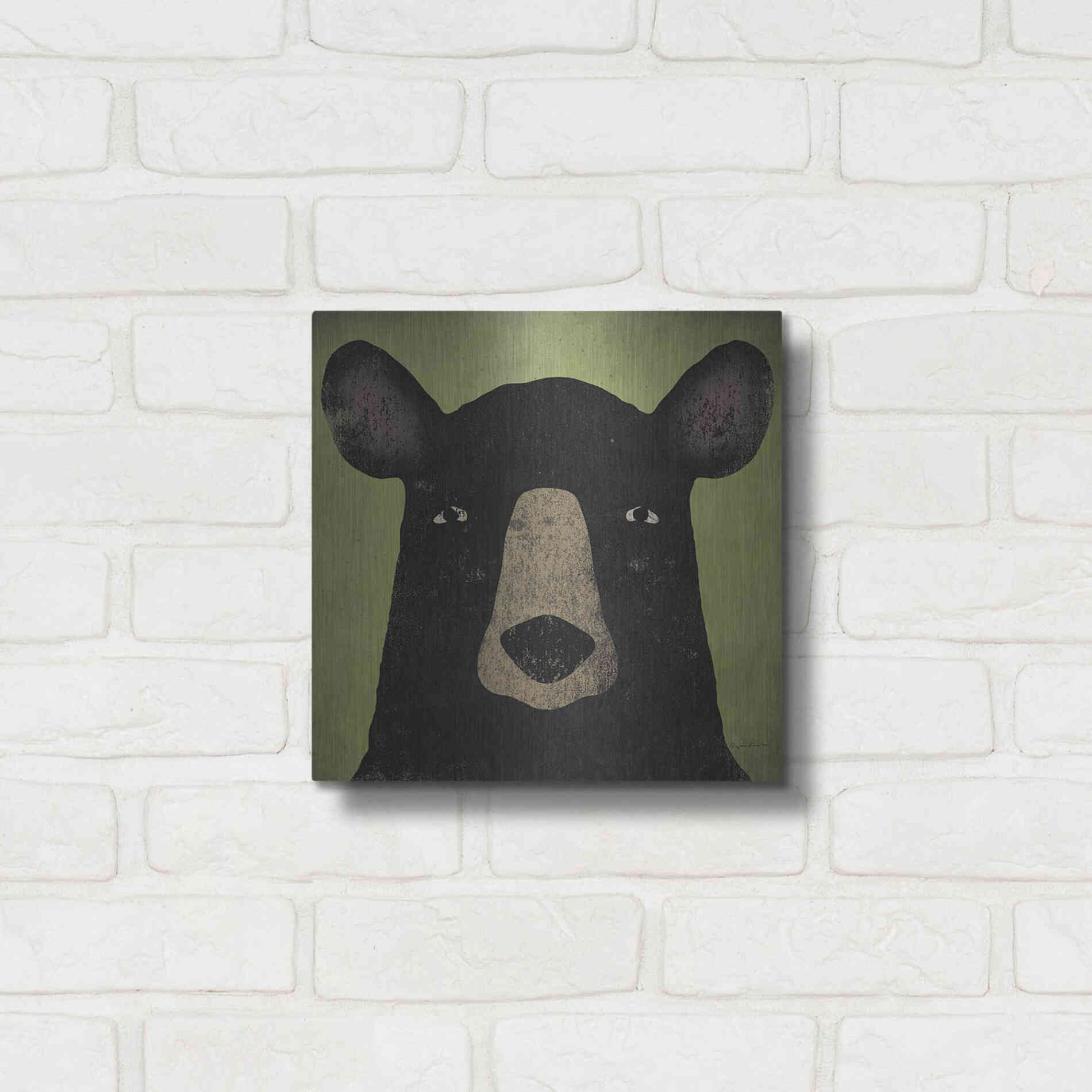 Luxe Metal Art 'The Black Bear' by Ryan Fowler, Metal Wall Art,12x12
