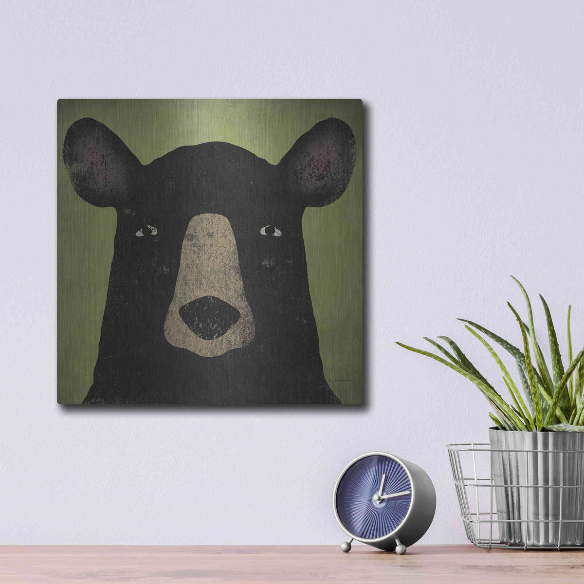 Luxe Metal Art 'The Black Bear' by Ryan Fowler, Metal Wall Art,12x12