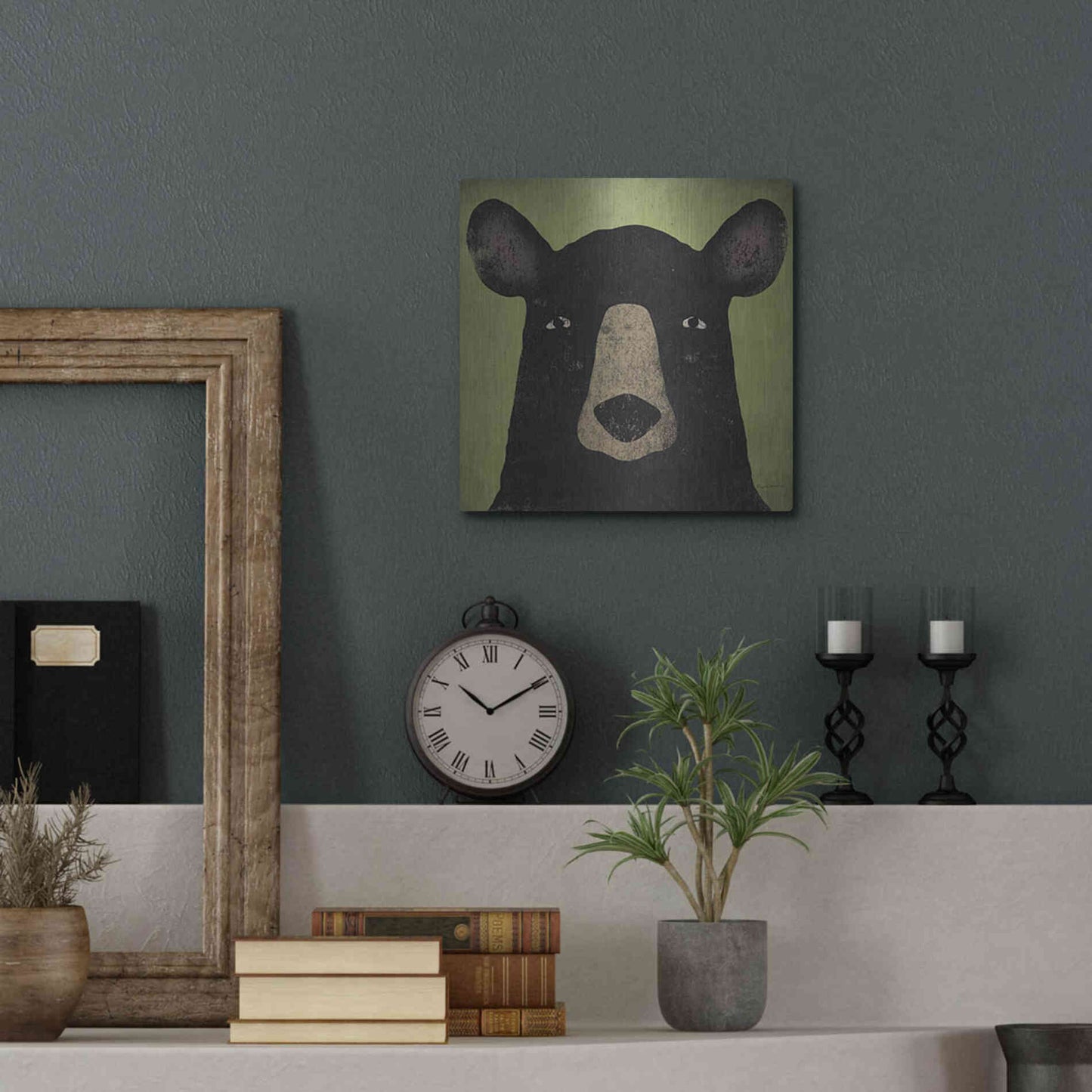 Luxe Metal Art 'The Black Bear' by Ryan Fowler, Metal Wall Art,12x12
