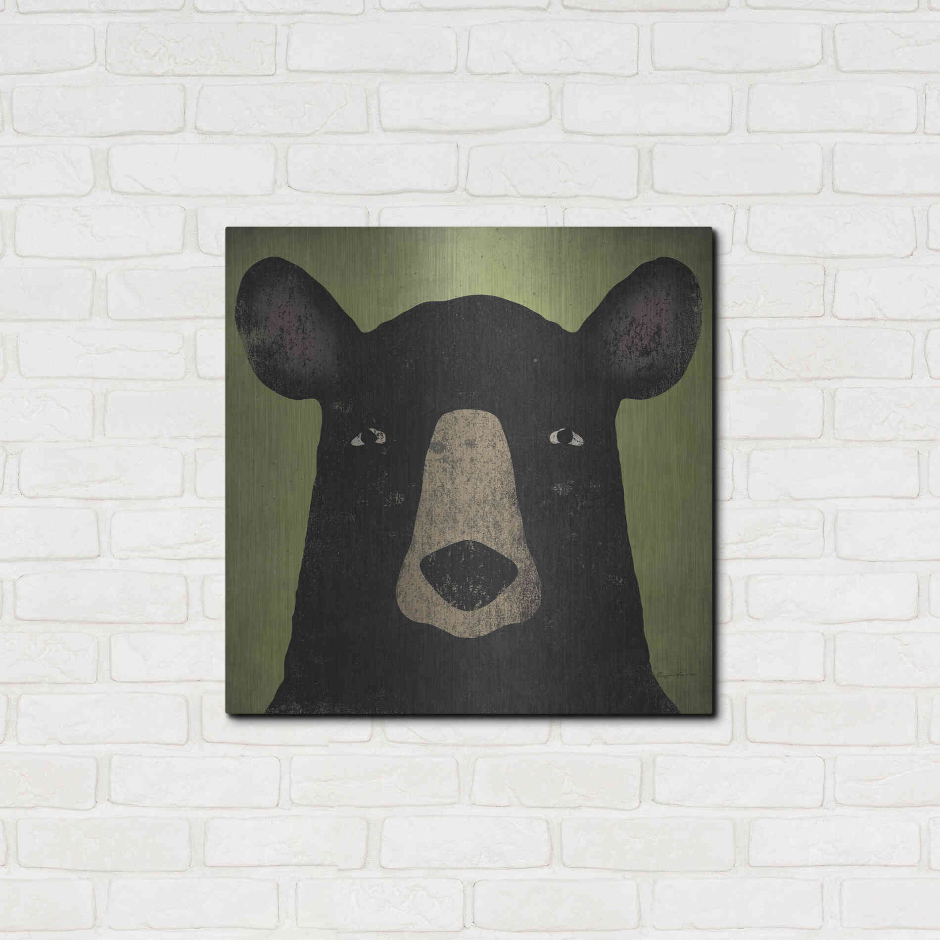 Luxe Metal Art 'The Black Bear' by Ryan Fowler, Metal Wall Art,24x24