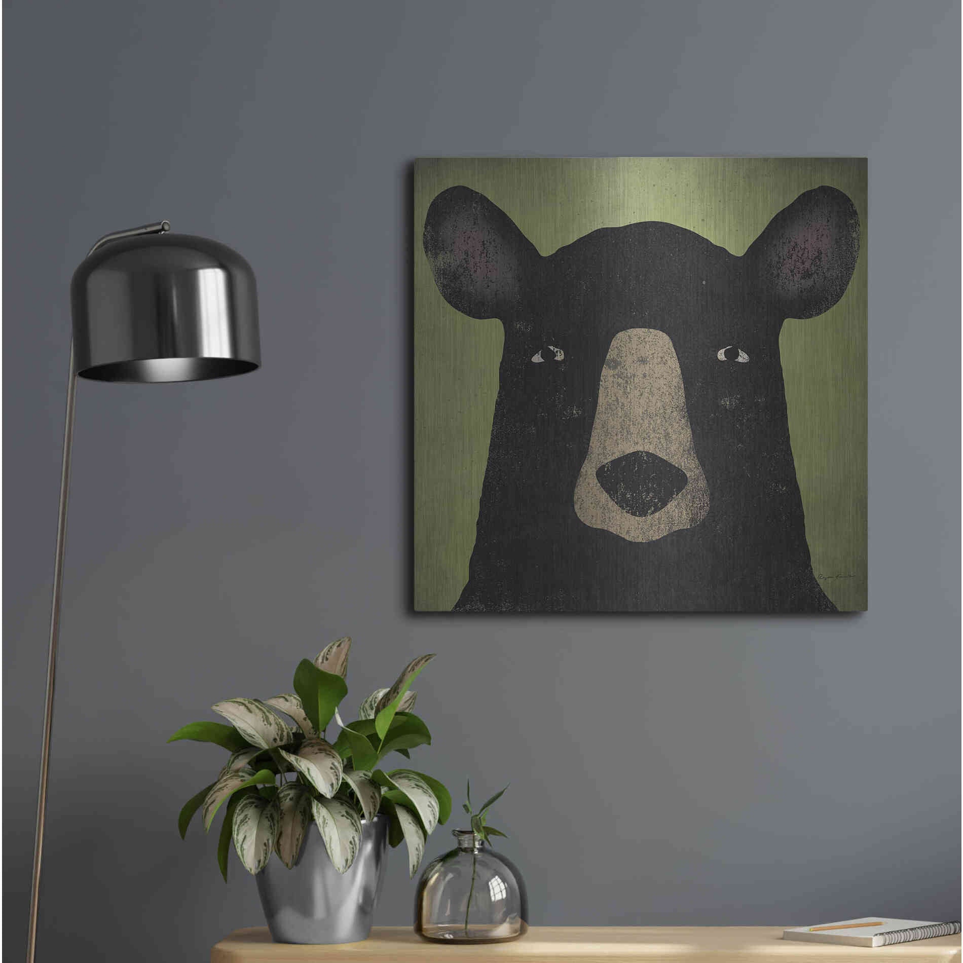 Luxe Metal Art 'The Black Bear' by Ryan Fowler, Metal Wall Art,24x24