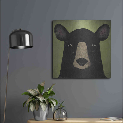 Luxe Metal Art 'The Black Bear' by Ryan Fowler, Metal Wall Art,24x24