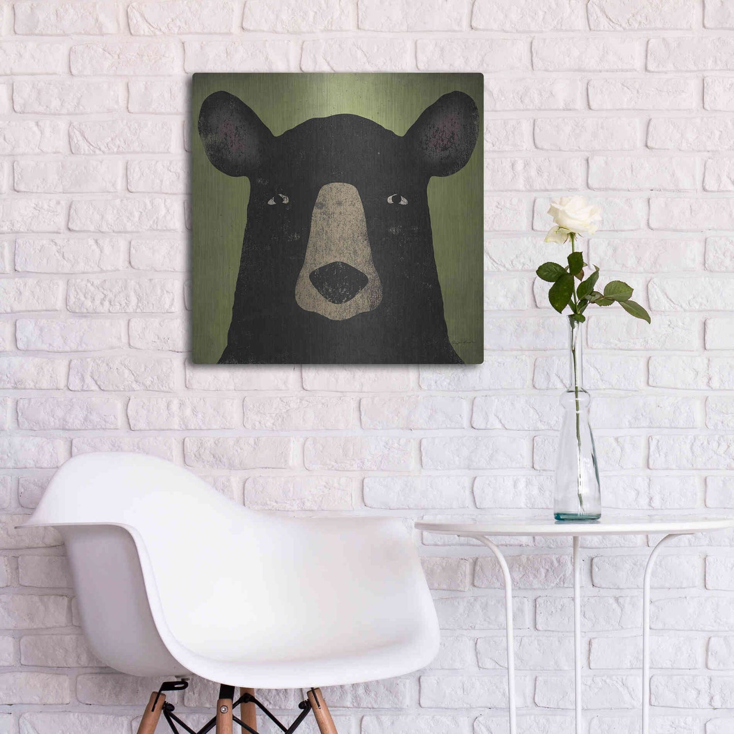 Luxe Metal Art 'The Black Bear' by Ryan Fowler, Metal Wall Art,24x24